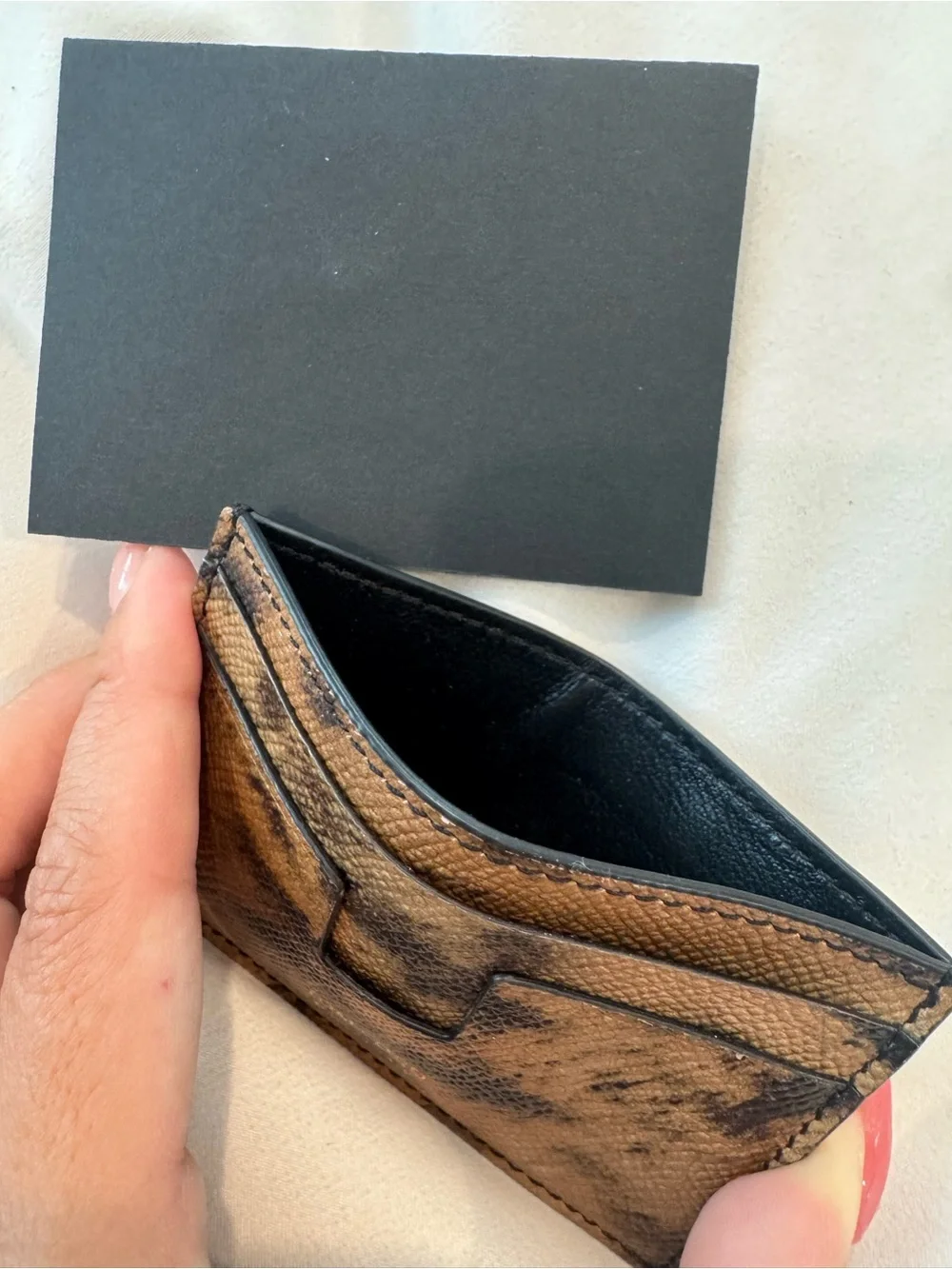 NWOT Tom Ford Leopard Print Full Grain Leather Card Holder